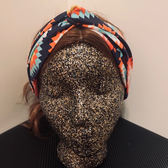 Colorful Aztec Print Turban Style Head Band - Picture 1 of 7